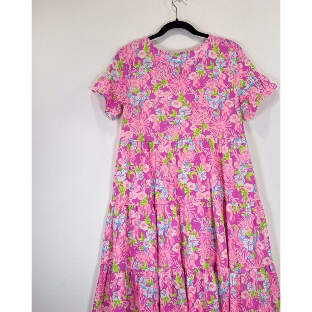 Lilly Pulitzer Mini Dress Pink Jodee Amethyst Moms The Word Tiered Swing Small - Picture 10 of 11